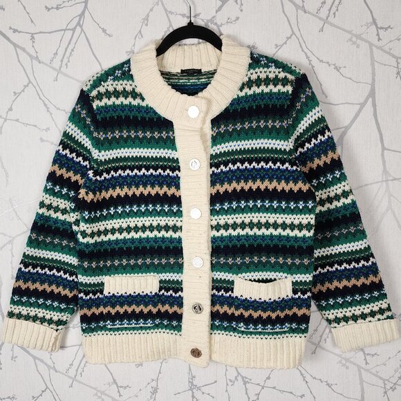 Talbots Chunky Metallic Knit Button Front Mockneck Cardigan - Picture 2 of 6